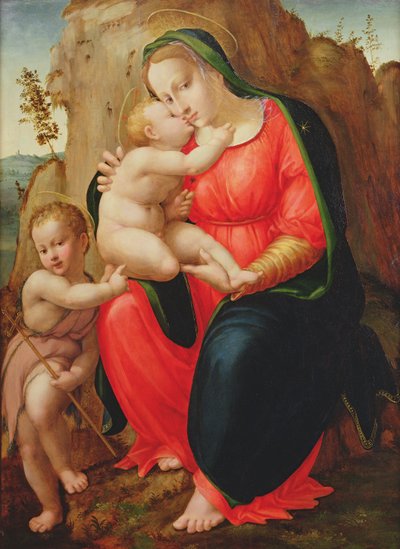 Madonna with Child and St John in a Landscape by Francesco Granacci